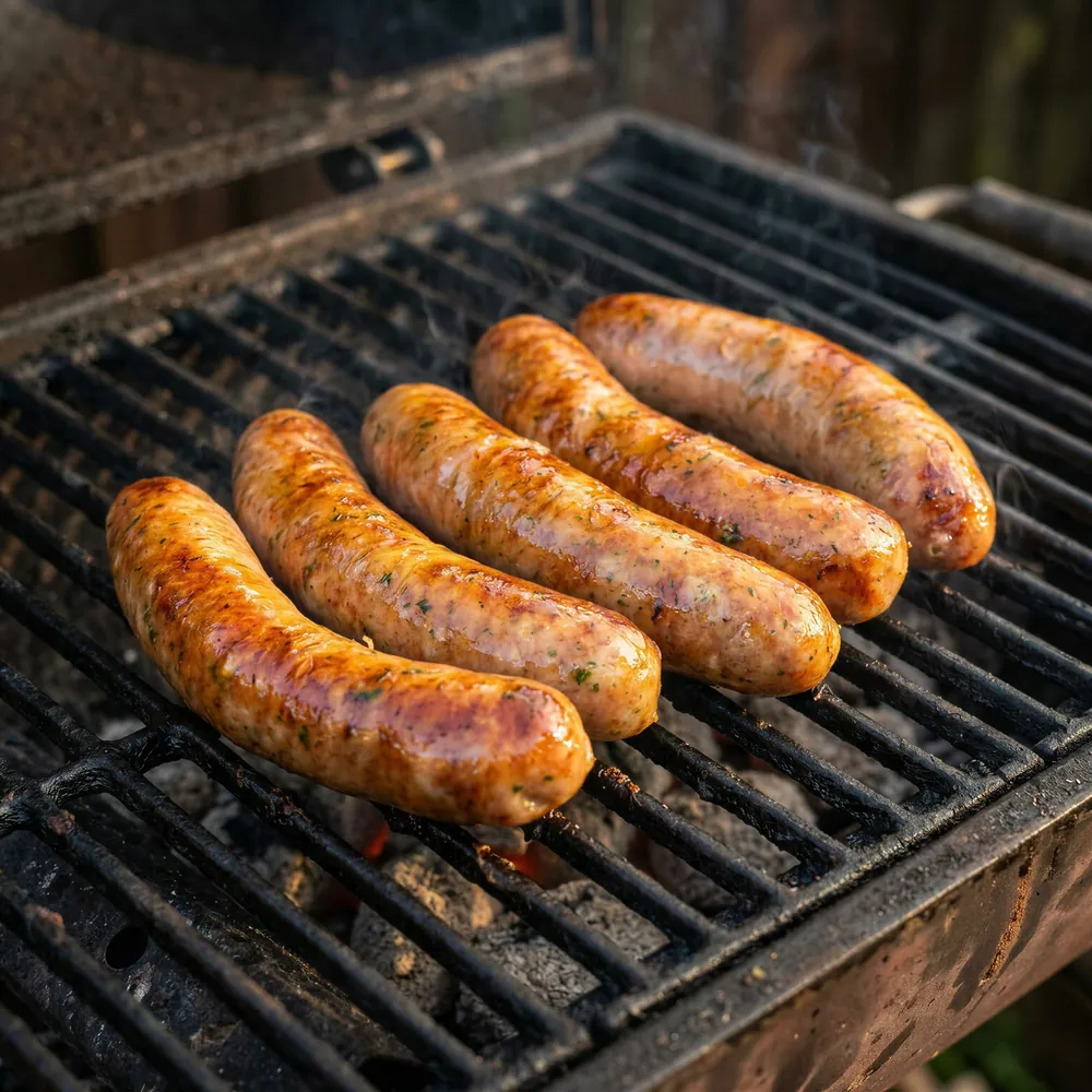 Chorizos antioqueños Tres Filetes en la parrilla
